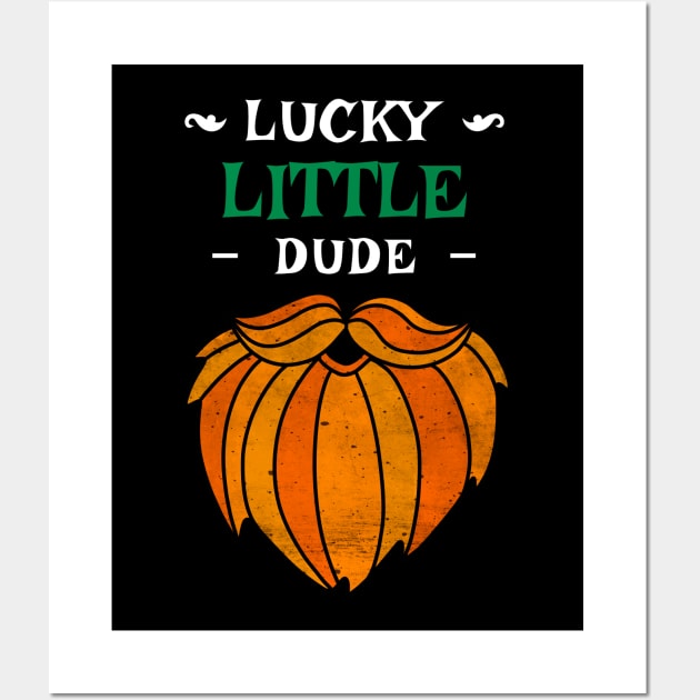 Lucky Little Dude Saint Patricks Day Irish Holiday Gifts, Cute Green Shamrocks Outfit Wall Art by Printofi.com